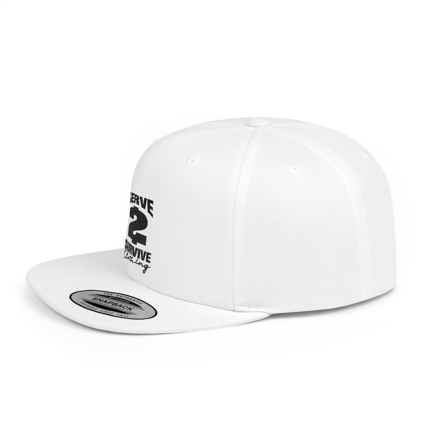 Serve 2 Survive® Flat Bill Snapback Hat - Black 'Serve 2 Survive' Design