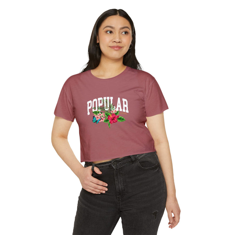 Popular Hustler Women's Festival Crop Top (White Logo)