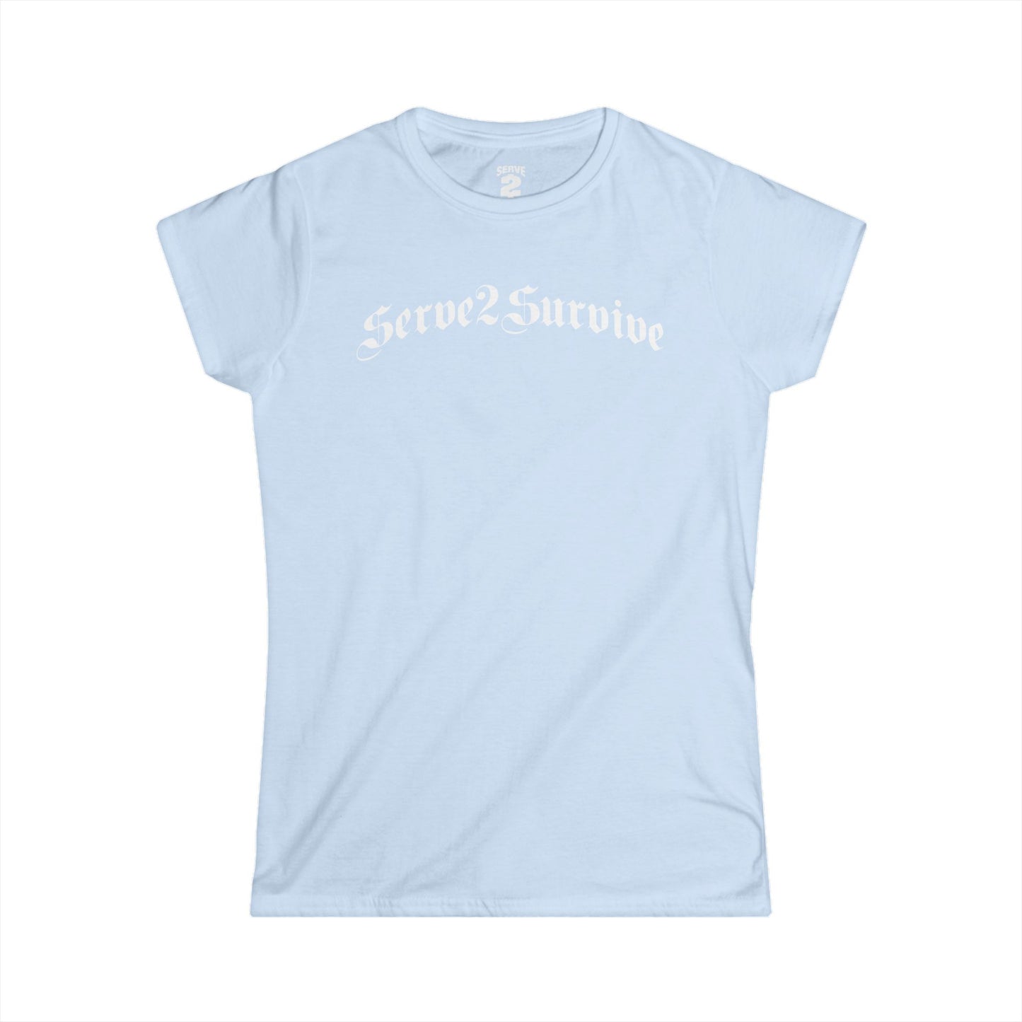 Serve 2 Survive® Old English Women's Softstyle T-Shirt (White Logo)