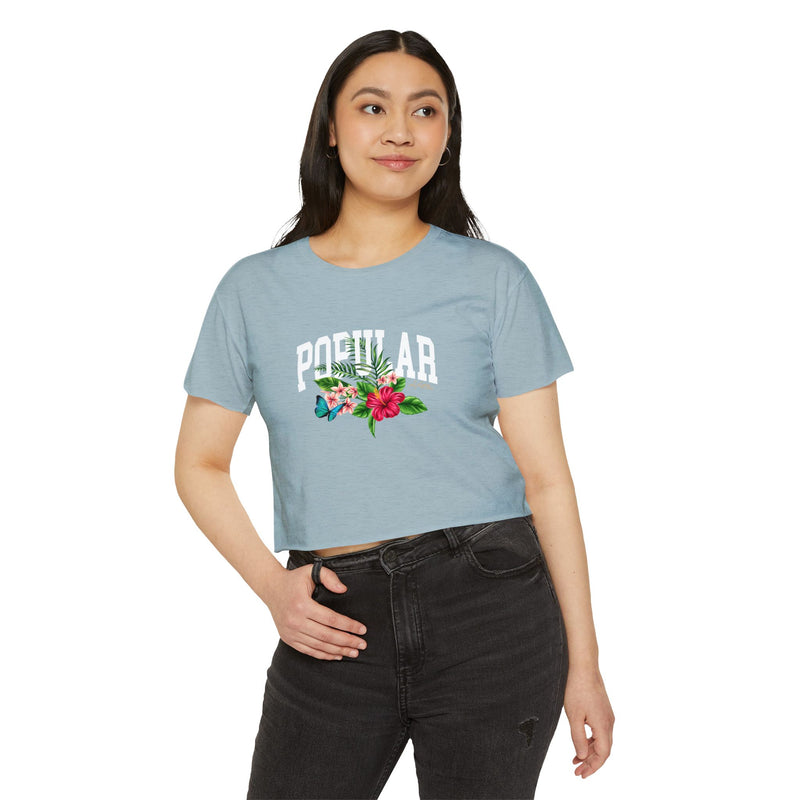 Popular Hustler Women's Festival Crop Top (White Logo)