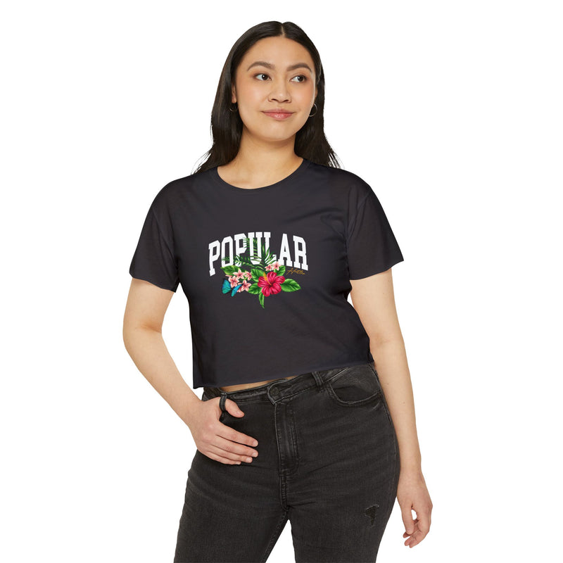 Popular Hustler Women's Festival Crop Top (White Logo)