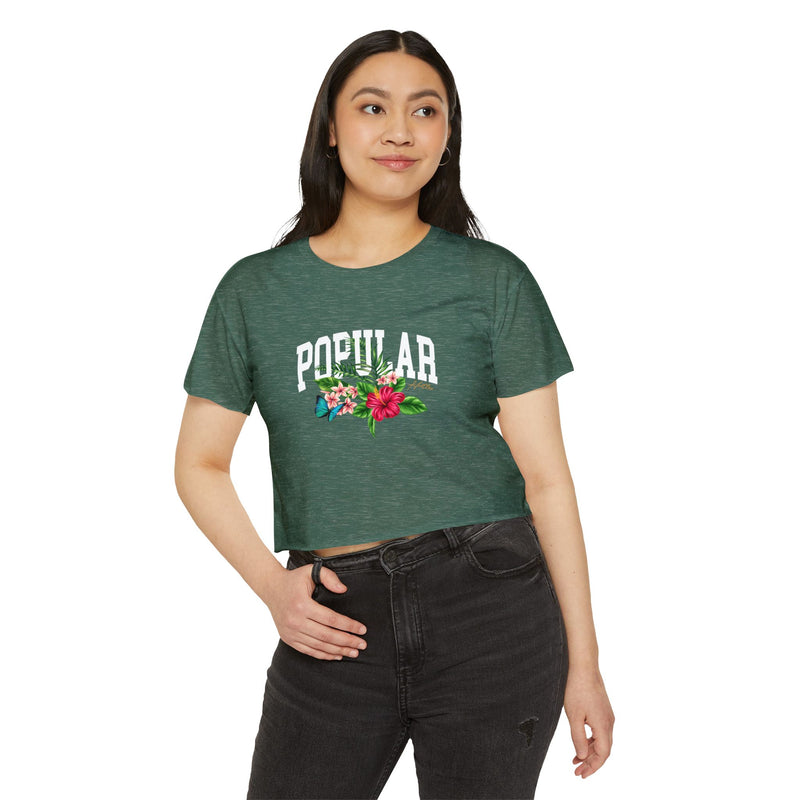 Popular Hustler Women's Festival Crop Top (White Logo)