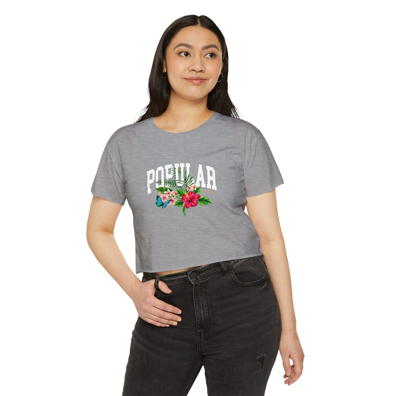 Popular Hustler Women's Festival Crop Top (White Logo)