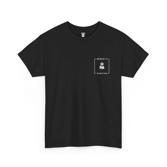 Serve 2 Survive® Le Embleme Blanc T-Shirt - Classic Stamp (White Logo)