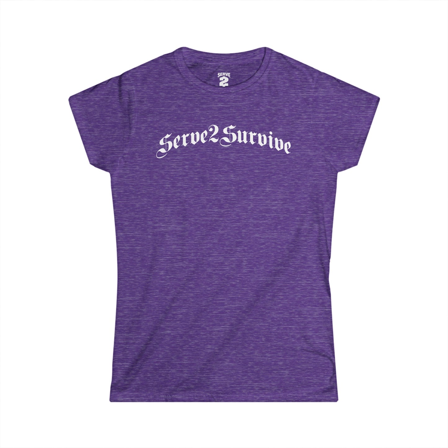Serve 2 Survive® Old English Women's Softstyle T-Shirt (White Logo)