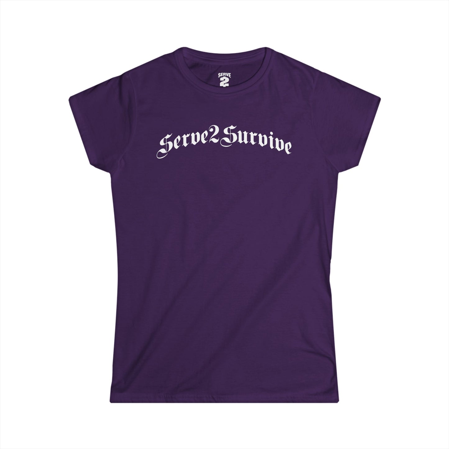 Serve 2 Survive® Old English Women's Softstyle T-Shirt (White Logo)