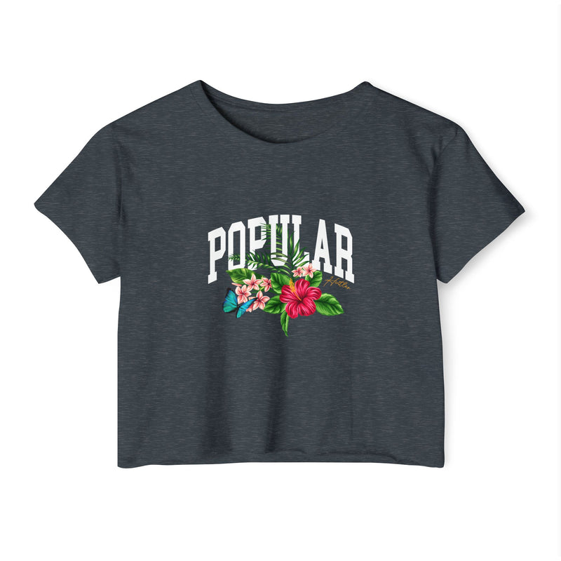 Popular Hustler Women's Festival Crop Top (White Logo)