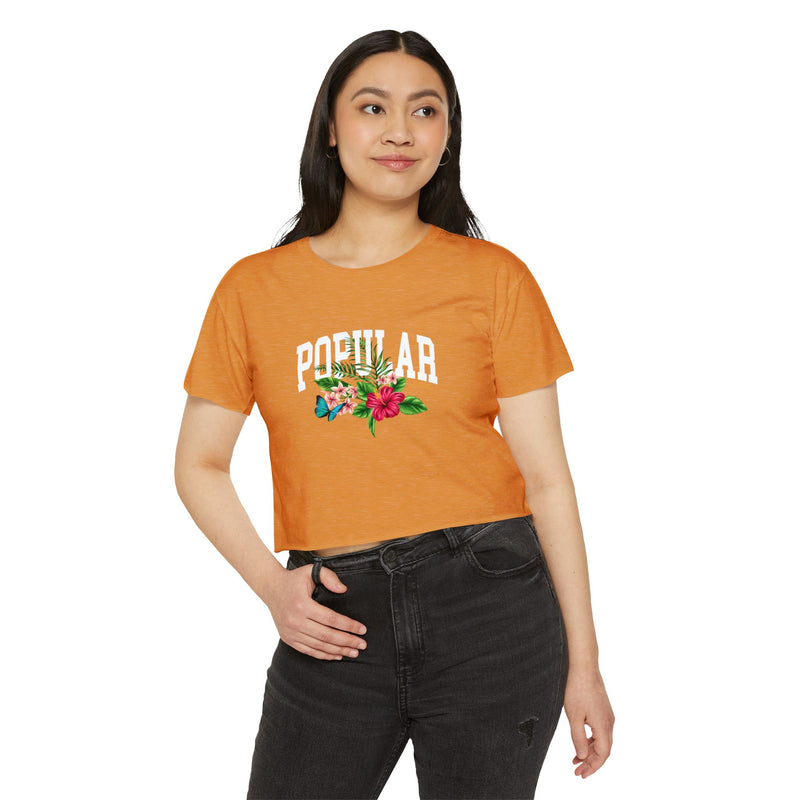 Popular Hustler Women's Festival Crop Top (White Logo)
