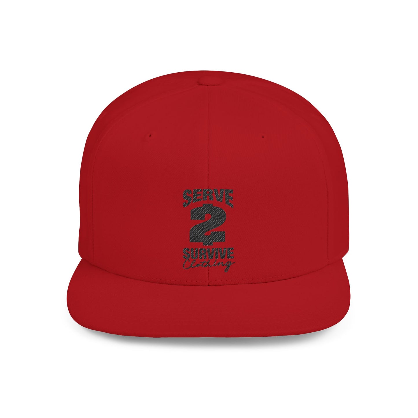 Serve 2 Survive® Flat Bill Snapback Hat - Black 'Serve 2 Survive' Design