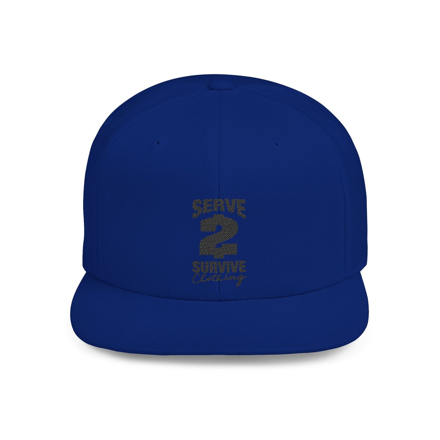 Serve 2 Survive® Flat Bill Snapback Hat - Black 'Serve 2 Survive' Design