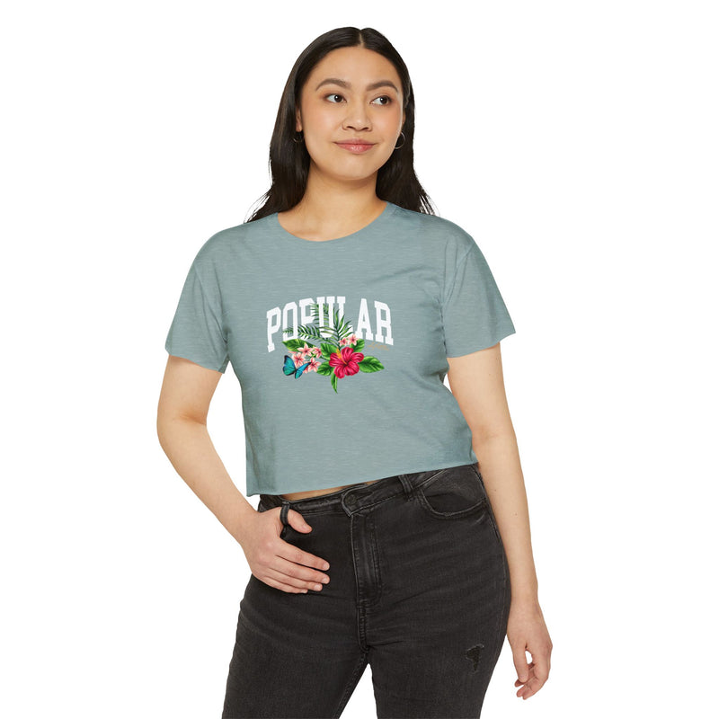 Popular Hustler Women's Festival Crop Top (White Logo)